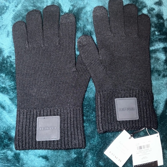 Coach Accessories - Coach Wool Black Tech Gloves L/XL